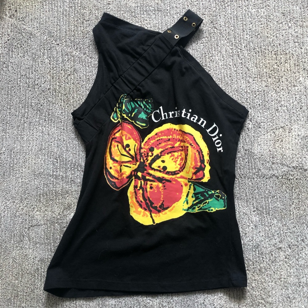 Vintage Christian Dior Asymmetric Flower Top